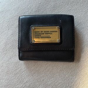 Marc by Marc Jacobs Black Leather Wallet with Gold Plate